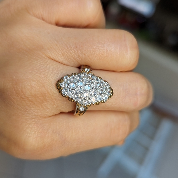 Lustro Stella Finest CZ Ring in Vermeil YG and Platinum Over Sterling Size 6 - Picture 3 of 15